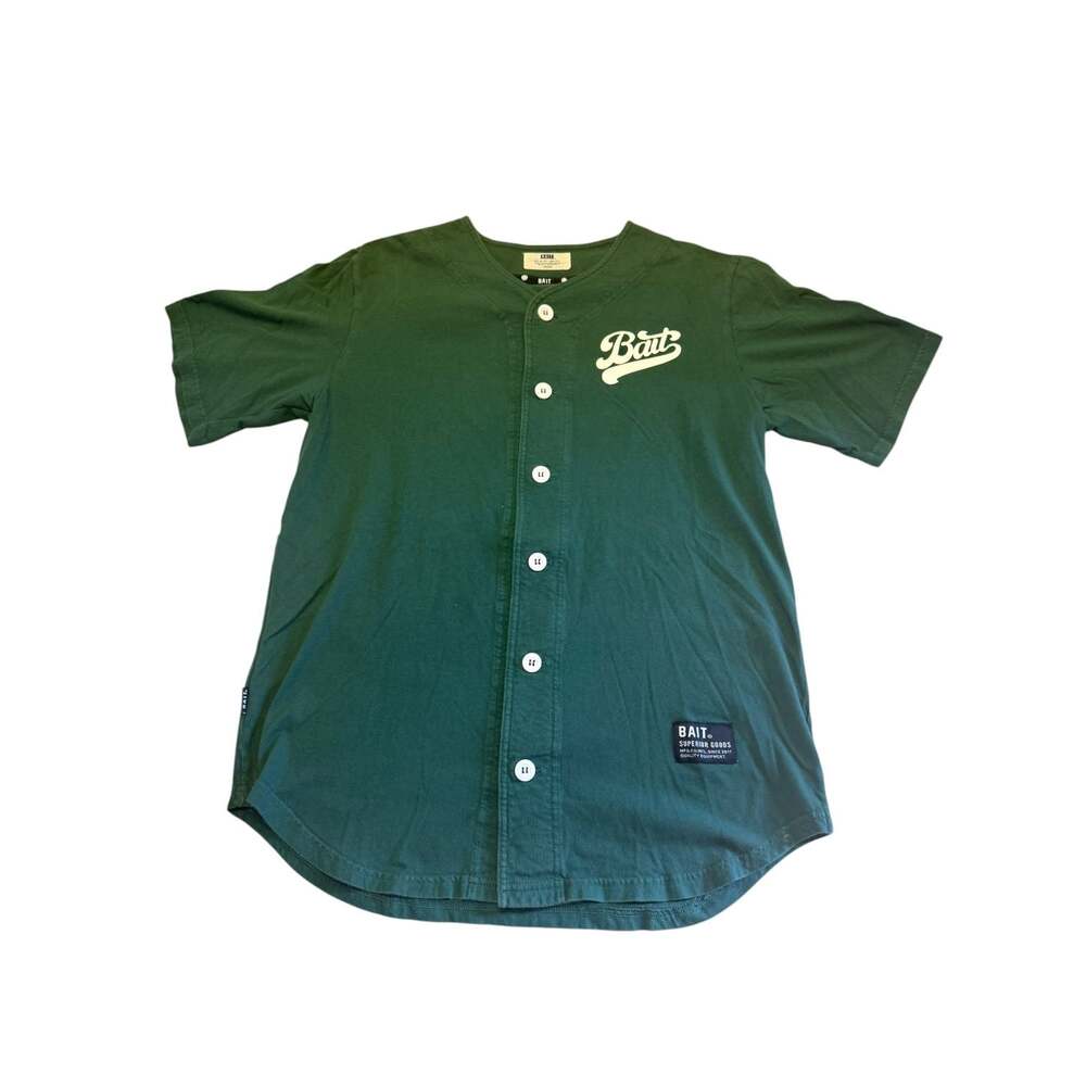 BAIT Men Script Logo Baseball Jersey Shirt Green